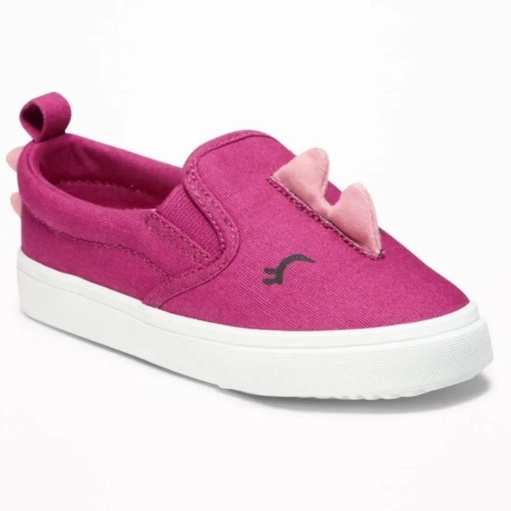 Old Navy Toddler Girls' Pink Slip On Dino Dinosaur Slip On Sneakers, Sz 6